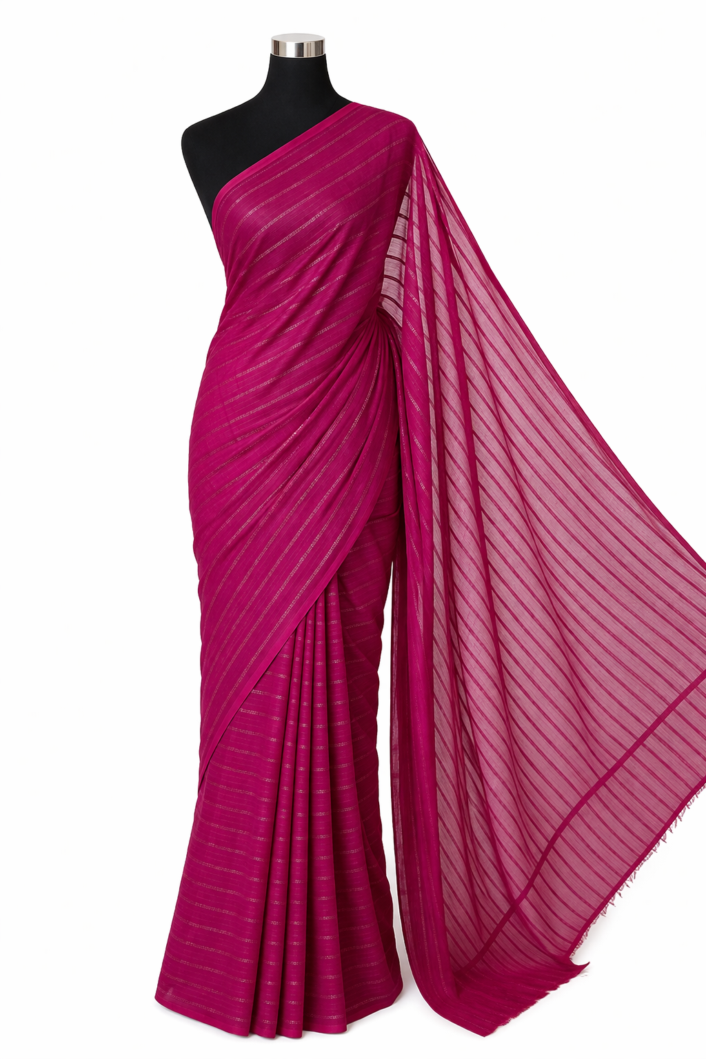Purple Sheer Striped Saree with Subtle Zari Lines | Elegant Party & Festive Wear Saree